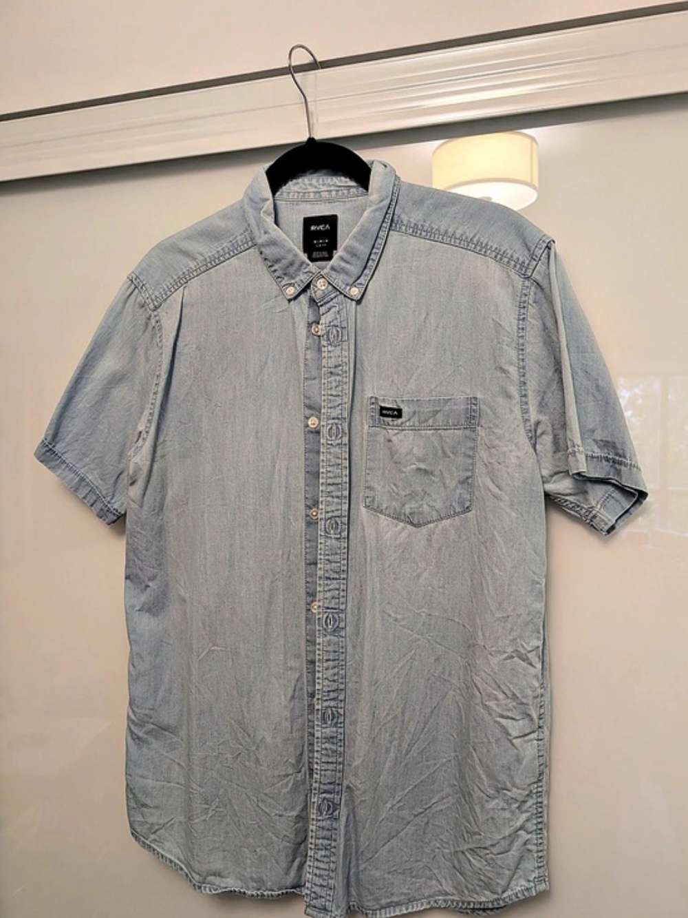RVCA Short Sleeve Button Up Shirt Men's Cotton Short Sleeve